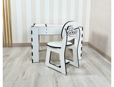 Mesa con silla para niños, caja de arena iluminada Clásica Blanca DANNYFUNNY