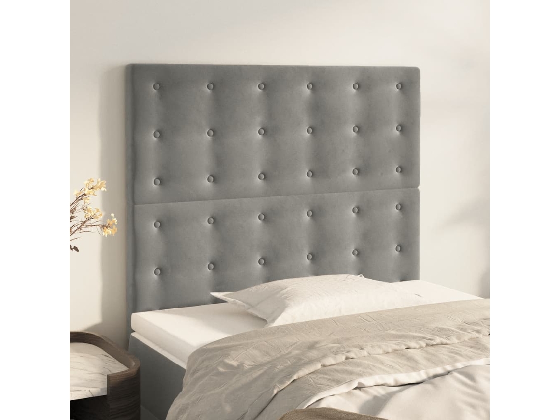 Cabeceros 2 Unidades De Terciopelo Gris Claro 80x5x78/88 Cm