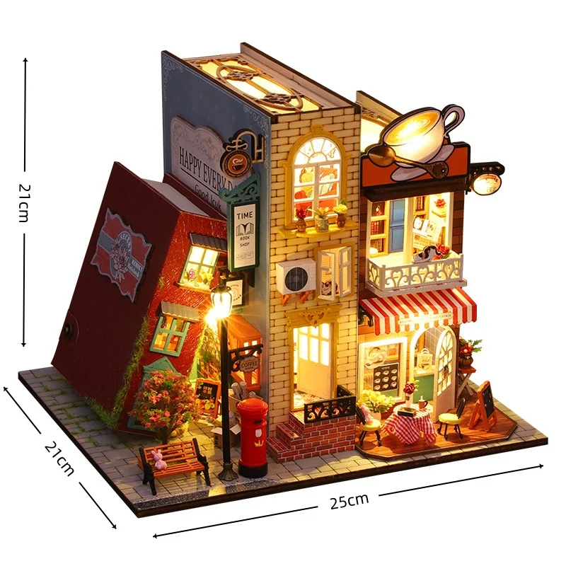 Rincón secreto para construir un libro de cuentos, casa miniatura de madera en 3D.