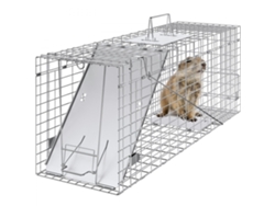 Trampa para animales de 785 mm con 2 entradas, jaula metálica resistente y trampa para gatos, tejones y mapaches Tekmaquinas