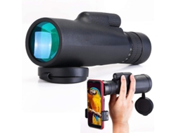 Telescopio monocular 10x30 HD IP68 con trípode para smartphone, observación de aves, senderismo, caza y viajes, color negro.