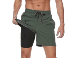 2026-pantalones Cortos De Baño Hombre Con Liner De Compresión Rápido Secado Y Bolsillos