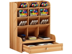 VVJIJILLY Organizador De Secretária Em Madeira Com Gavetas E Porta Lápis, Ideal Para Casa E Escritório