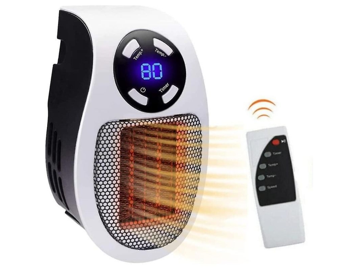 Calentador Eléctrico Mini 500w Con Termostato Ajustable Y Temporizador Para Hogar Oficina Interior Blanco