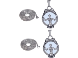 Conjunto De Collar Con Colgante De Hip Hop De 2 Piezas, Acero Inoxidable Con Acabado Espejo, Cadena De Estilo Retro Para Mujer Y