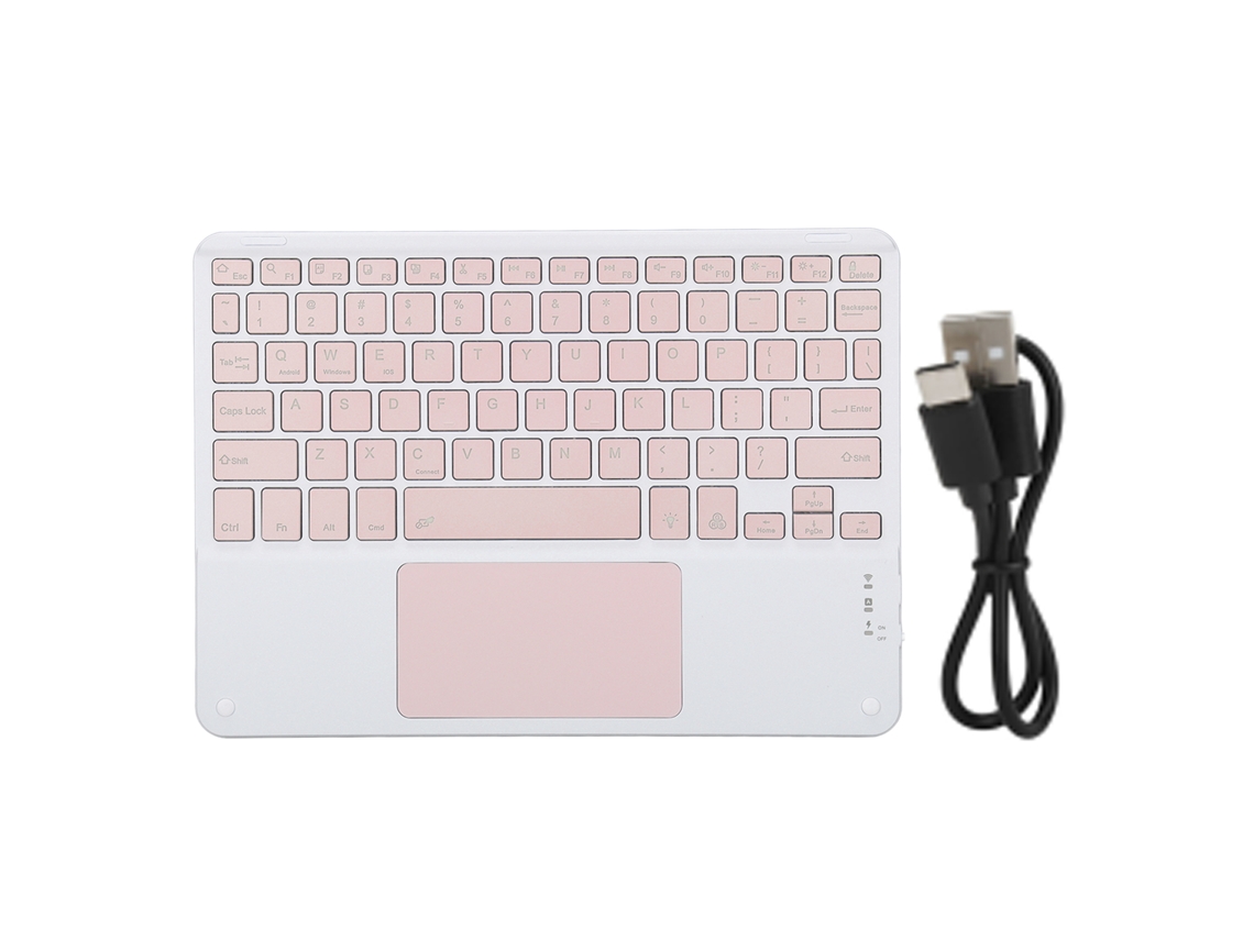 Baoj-2026novoteclado Com Touchpad Rgb Sem Fio De 10 Polegadas Rosa