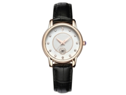 Reloj De Cuarzo Para Mujer Con Pedrería Y Correa De Cuero - Negro