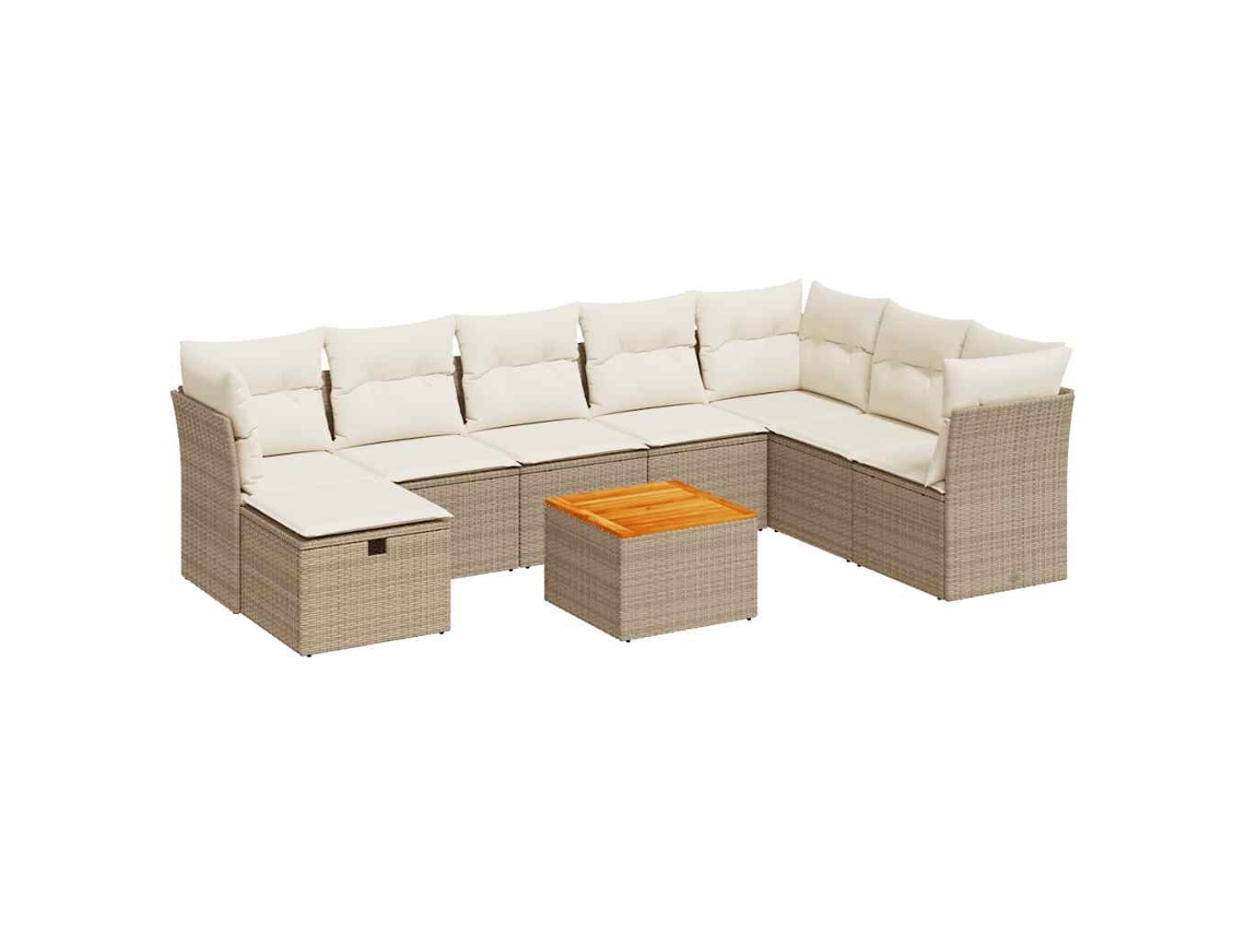 Conjunto 9 De Sofá De Jardín VIDAXL Beige Poli Ratán(55 x 55 x 37 cm)