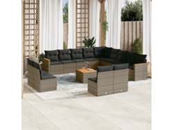 Conjunto de sofá de jardín de 14 piezas con cojines, mimbre gris, DKD Home Decor