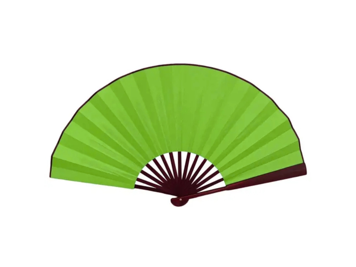 Abanico de mano, color liso, extragrande 33 cm, verde BRILVIBERA