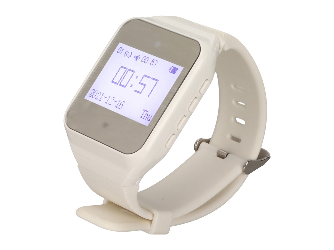 Pulseira Pager Lcd Com Calendário E Alarme Vibration Sistema De Chamada Sem Fio Uk Plug Branco
