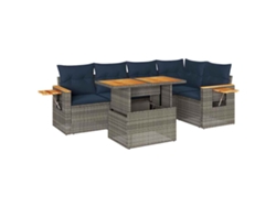 Maison Exclusive - Set Sofás Jardín Y Cojines 6 Pzas Ratán Sintético Acacia Gris