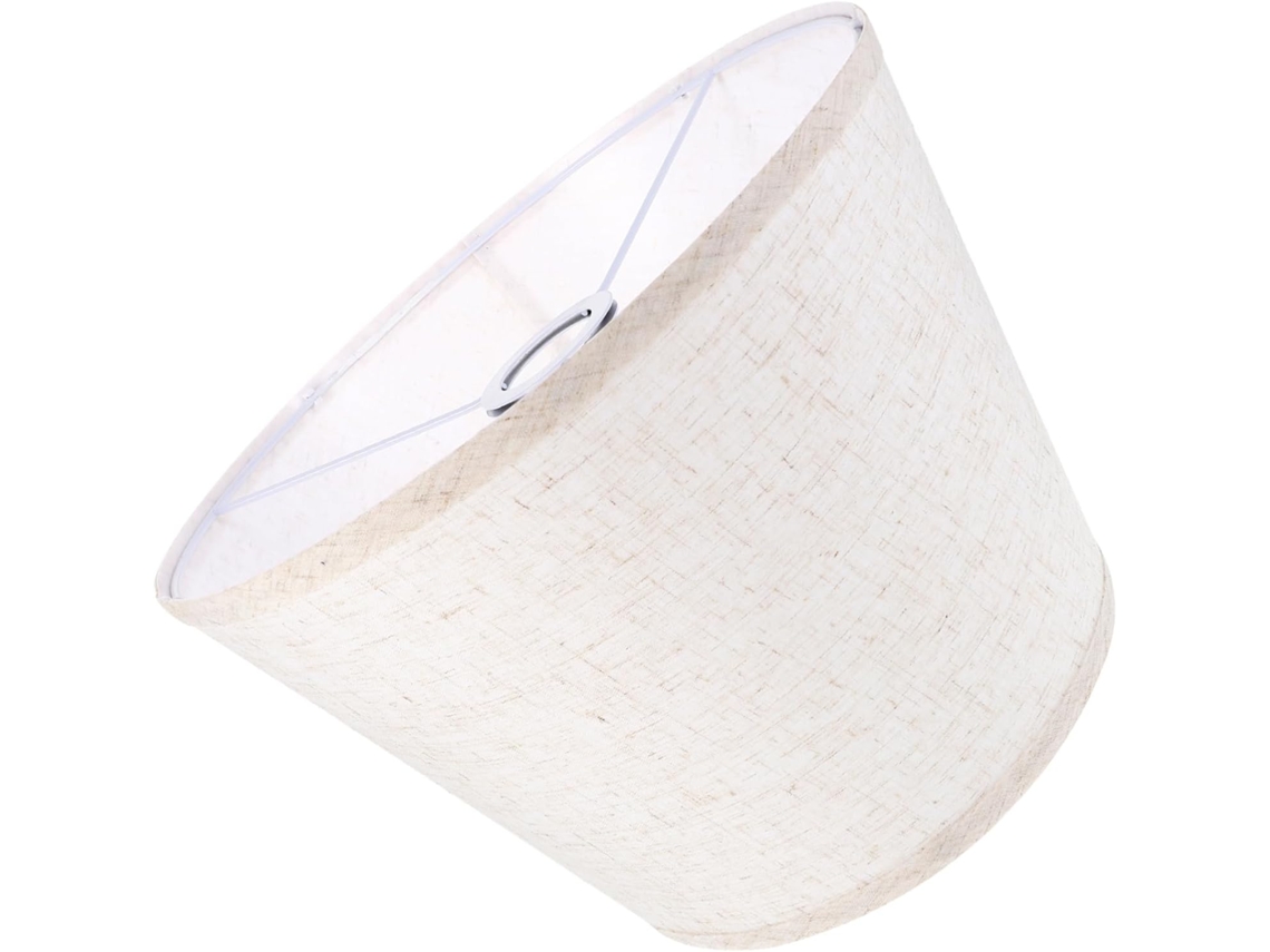 Pantalla Desmontable De Lino Natural Para Lámpara De Escritorio Y Lámpara Colgante, Con Estructura Metálica Resistente.