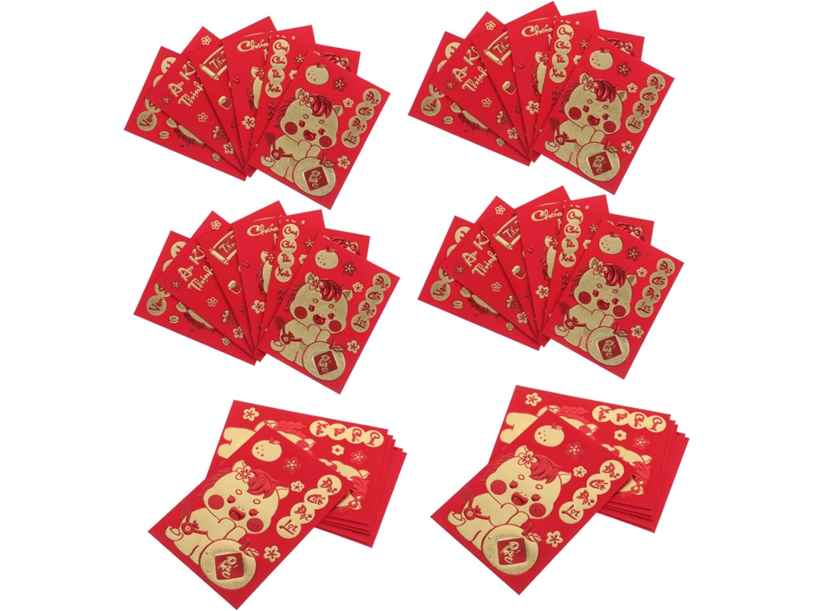 360 Sobres Rojos Para El Año Nuevo Lunar Con Diseños De Caballos Para Regalos De Año Nuevo.