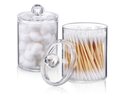 2026-organizadores De Baño Linjou 2 Piezas Para Algodones, Hisopos, Toallitas Y Hilo Dental 10 Oz