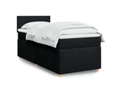 Cama Box Spring Con Colchón Tela Negro 90x190 Cm