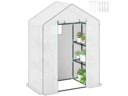 Invernadero Con 6 Estantes, 143x74x190cm, Puerta Enrollable Blanca.