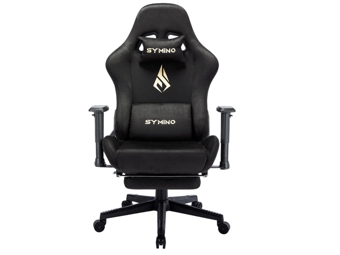 Silla de oficina ergonómica SYMINO MP Diseño de asiento de carreras, capacidad de carga 200 kg, reposabrazos y respaldo ajustables (Negro)
