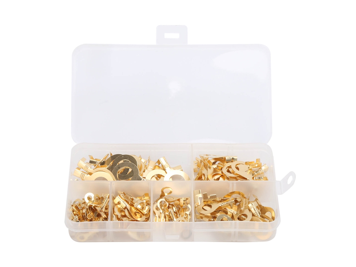 Ycy-kit 150pcs Conectores Anillo Terminal Cable Electrico Laton Crimpado Con Caja De Almacenamiento Oro