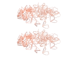100 clips de papel triangulares y en forma de corazón de dos capas en oro rosa 3D para clasificar archivos