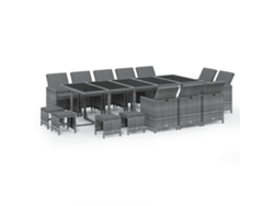 Maison Exclusive - Set Comedor Jardín 15 Pzas Y Cojines Ratán Sintético Gris