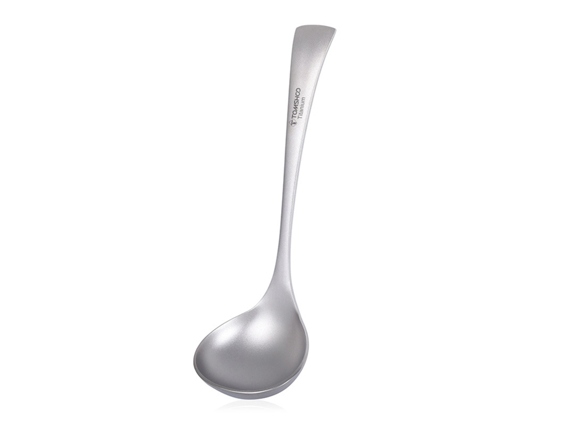 Cuchara sopera (apta para acampar al aire libre, mango largo de titanio puro)