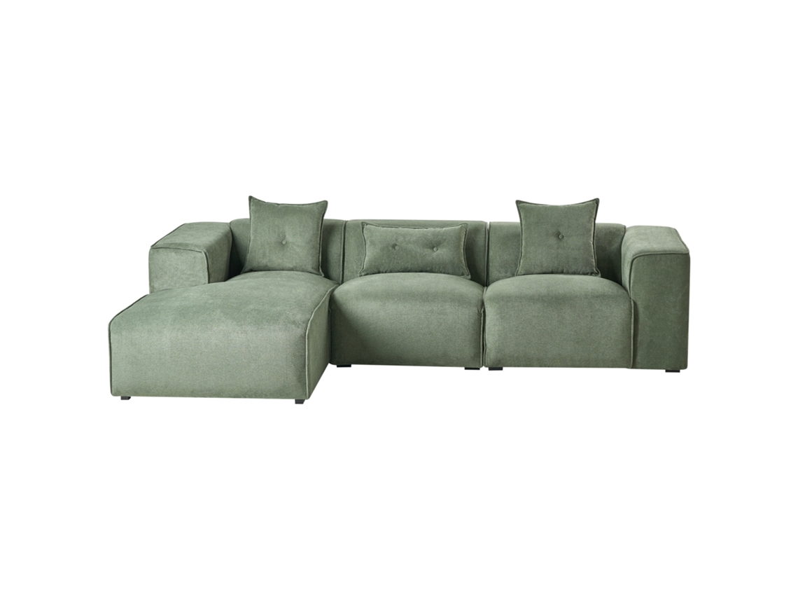 Sofá esquinero Beliani Dolva chenilla verde 294x170x72