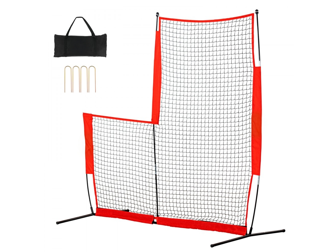 Red Protectora en Forma de L 240x106x214 Cm para Béisbol y Sóftbol con Estructura de Acero Tekmaquinas