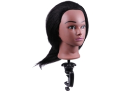 Tête De Mannequin D'entraînement Cabello Naturels 14 Pouces Negro Clair Soporte Pour Coiffure