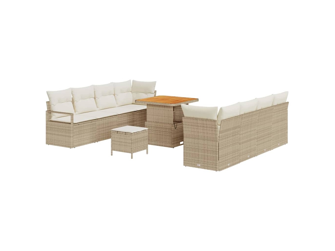 Maison Exclusive - Conjunto De Sofás De Jardín 11 Pcs Beige Ratán Sintético