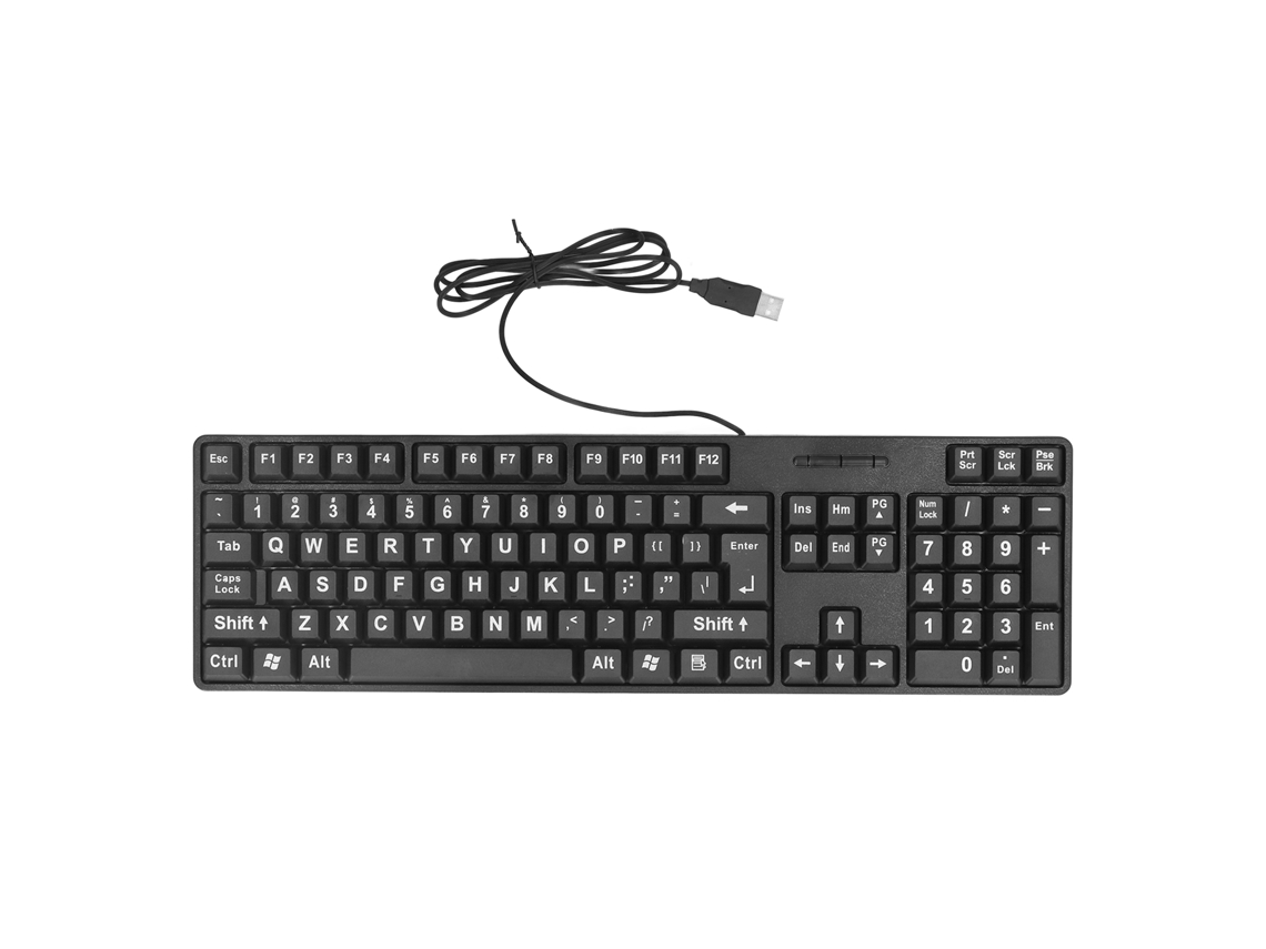 Teclado Com Fio Usb De 104 Teclas Com Caracteres Grandes Para Idosos, Plug And Play, Material Abs