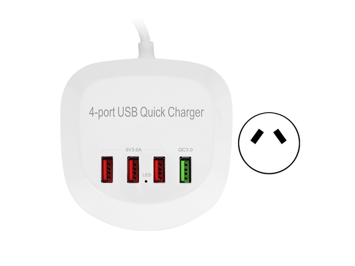 Cargador Usb (portátil De 4 Puertos, Compatible Con Qc3.0)