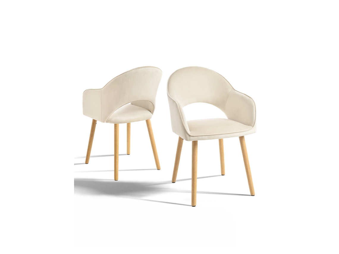 Sillas De Comedor Goeurvant 1316(pack De 2, Marfil, Terciopelo)