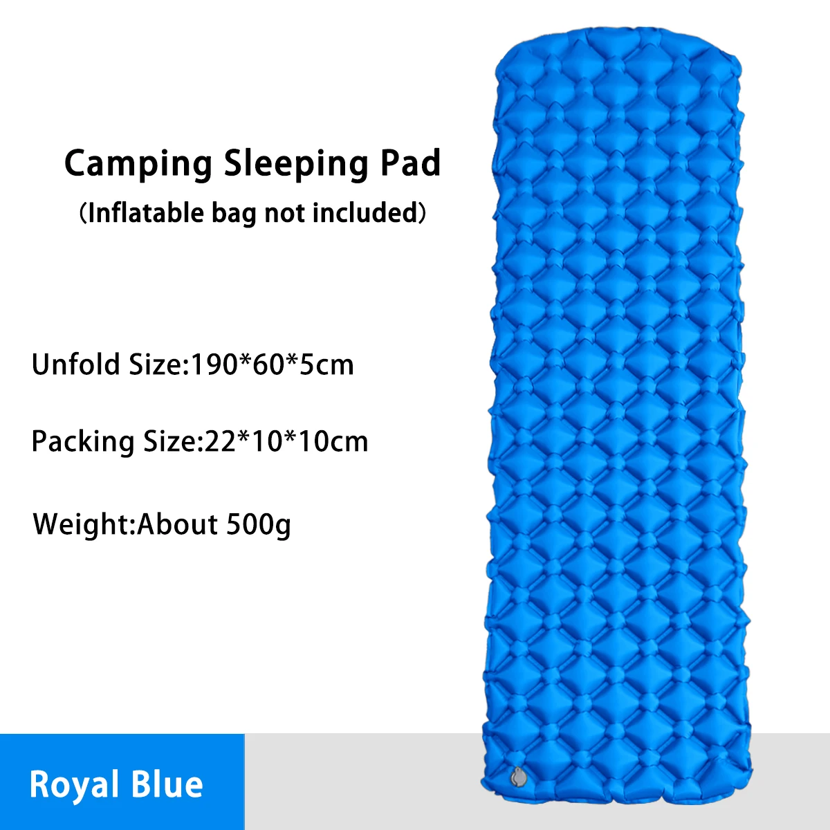 Colchón inflable plegable (azul), tipo manta de picnic, equipo de camping.