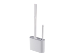 Escobilla De Inodoro De Silicona Para Montaje En Pared Con Mango Antideslizante, Incluye Cepillo Y Soporte.