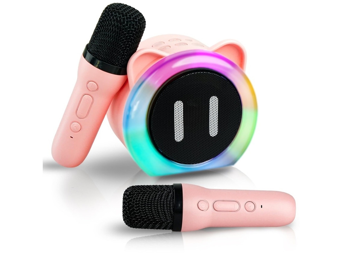 Mini máquina de karaoke para niños, portátil, con Bluetooth y 2 micrófonos inalámbricos, compatible con TF/USB, regalo de cumpleaños para niñas, Yizhood