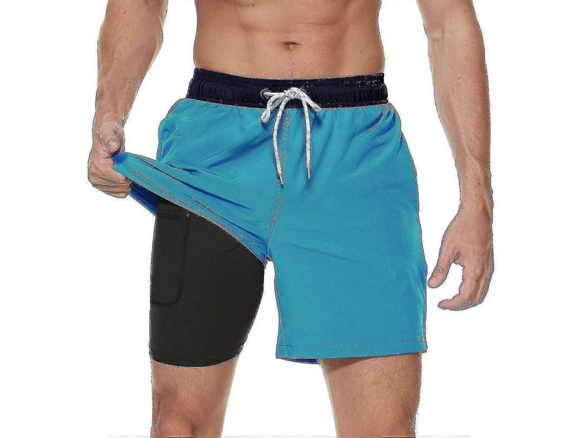 Fasst-pantalones Cortos De Baño Para Hombres Con Liner De Compresión Rápido Secado Bolsillos Con Cremallera Para Playa Surf Y Deportes