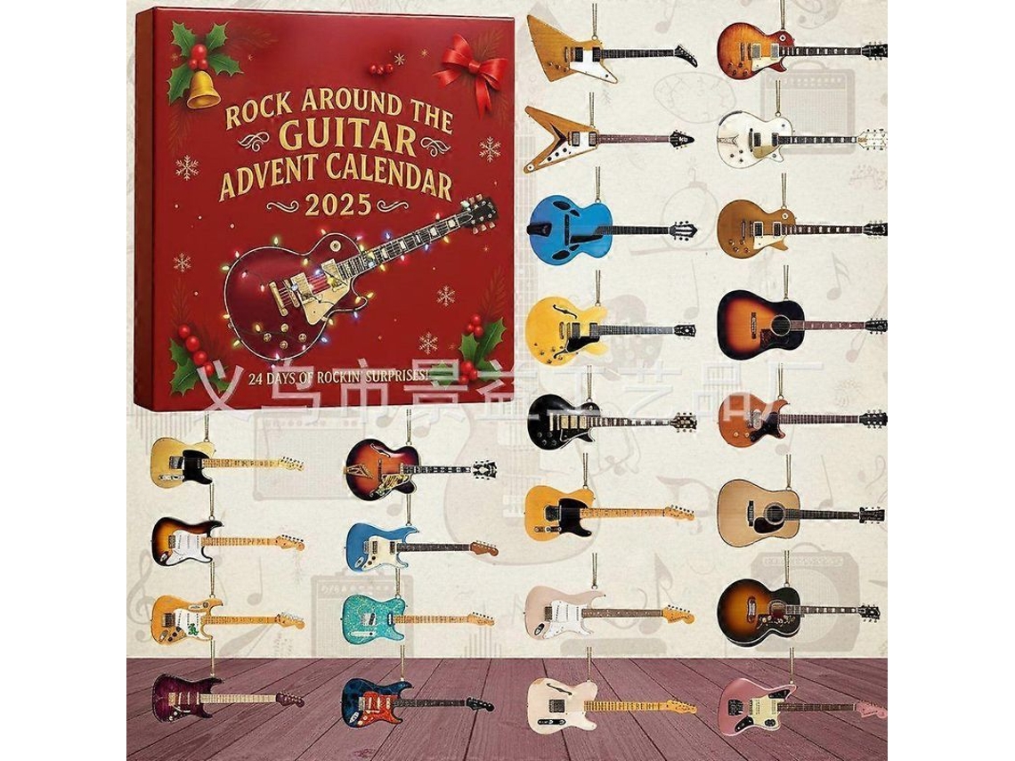 Calendario De Adviento Navideño Decorativo De Acrílico 2025, Estilo Guitarra, Con 24 Puertas Sorpresa.