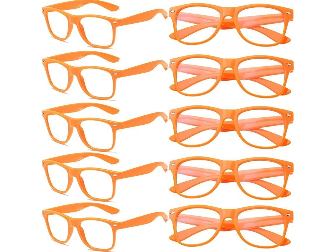 Paquete De 10 Gafas Falsas Naranjas Para Niños, Ideales Como Obsequios De Cumpleaños Y Halloween. Monturas Sin Lentes Para Niños Y Niñas.