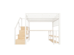 Litera alta de 140x200 - Estructura metálica, estantería, escritorio, LED, USB, Tipo-C - Blanca