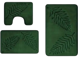 Juego de 3 alfombrillas de baño antideslizantes, suaves y absorbentes: alfombrilla de 40x60 cm, alfombrilla para inodoro de 40x50 cm y alfombrilla pequeña de 50x80 cm (verde).
