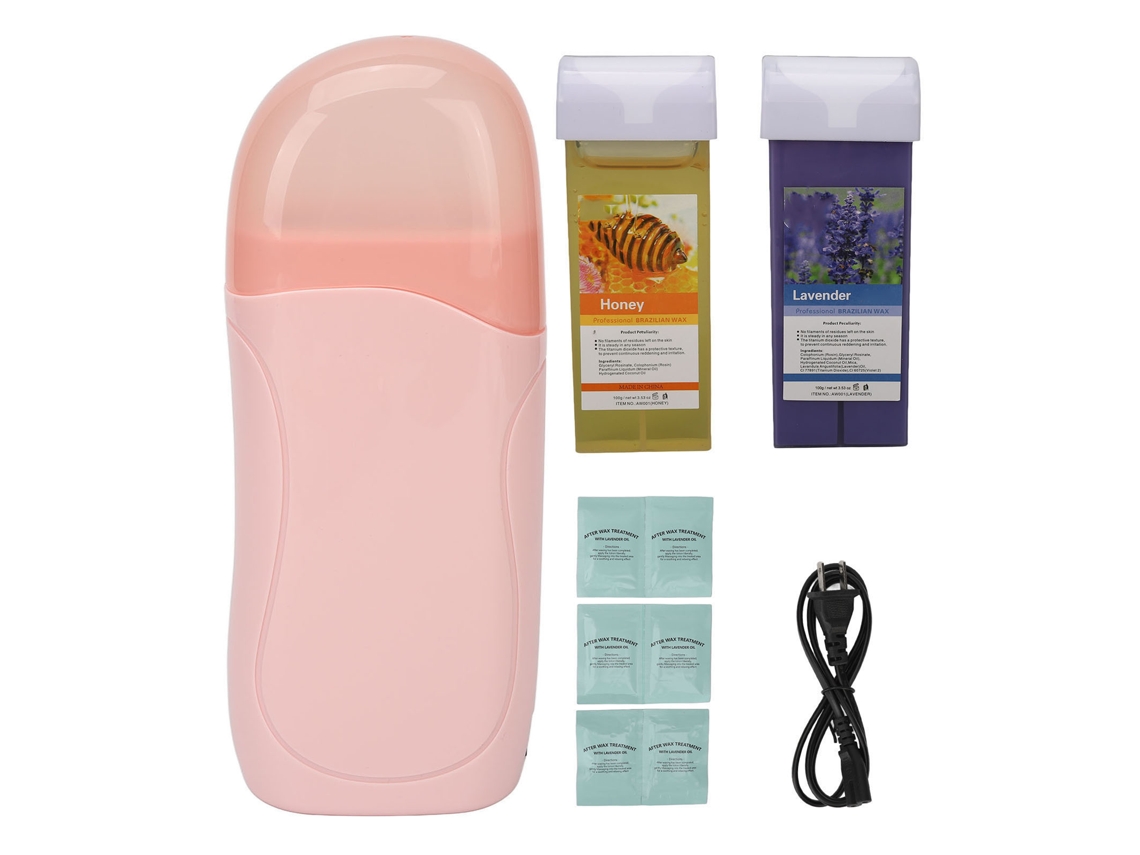 Kit de depilação com rolo 40W com 2 cartuchos de cera para remoção de pelos (100ml cada) - Plugue EUA 110V