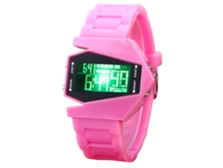 Reloj Digital Multifuncional Con Forma De Avión, Led Unisex, Color Rosa, Para Mujeres Y Hombres.