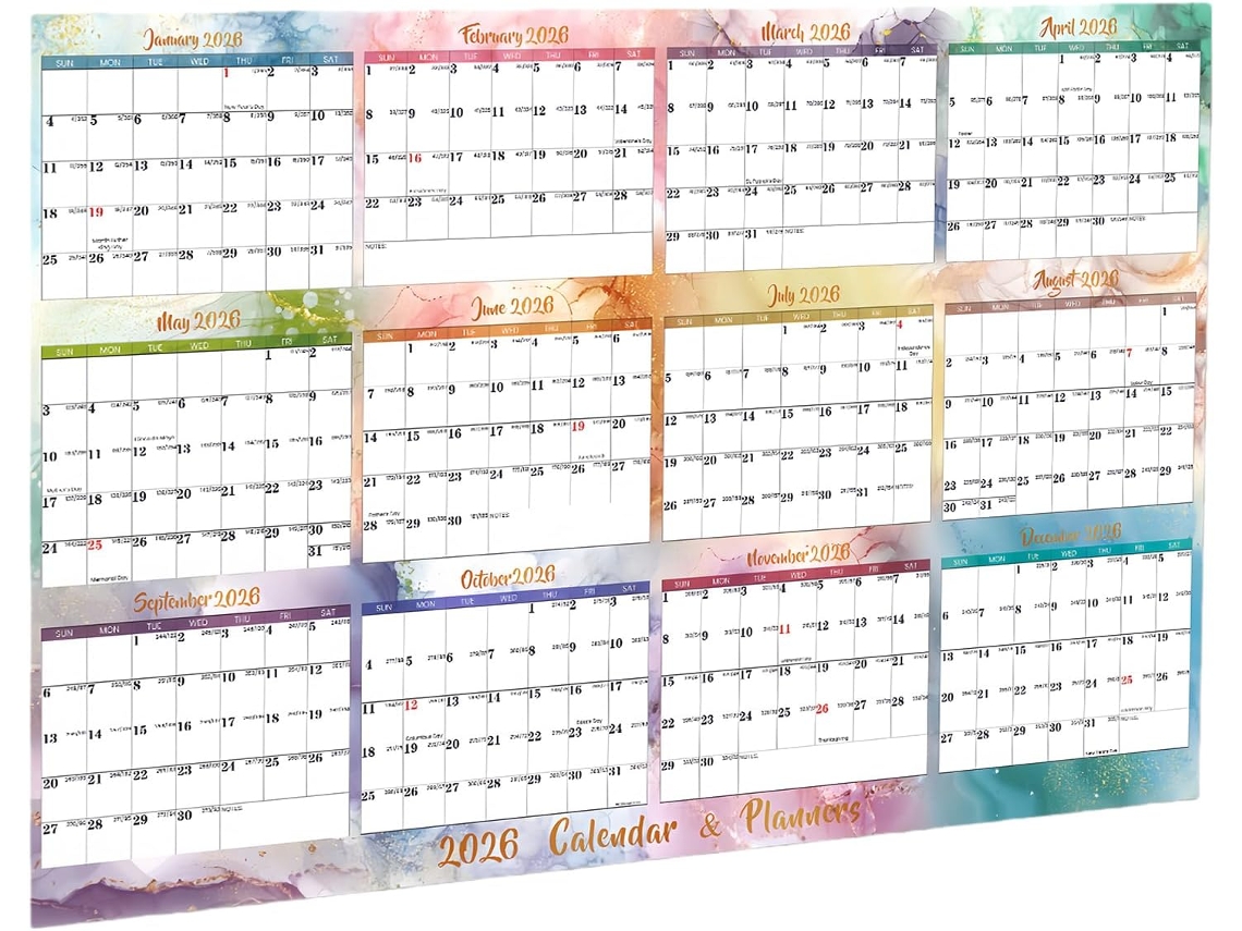 Calendario De Pared Borrable 2026 | Agenda De Grande Laminado, De Enero A Diciembre De 2026 Para Sala De Estar