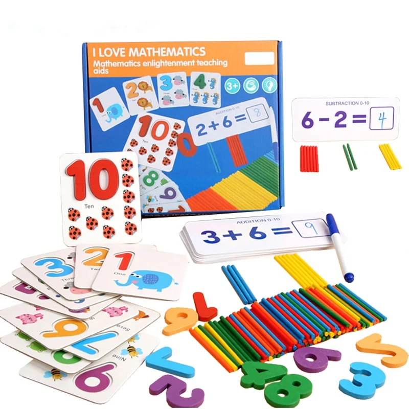 Juguetes Matemáticos Montessori, Juguetes De Educación Temprana Para Niños, Contando Pegatinas De Madera, Cognición Digital Para Niños