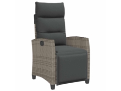 Maison Exclusive - Silla de jardín reclinable con mesa auxiliar de mimbre, patas grises