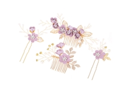 Juego de 4 peinetas para boda, con diseño floral y piedras, pinzas para el pelo para novia, accesorios para vestido de novia (azul)