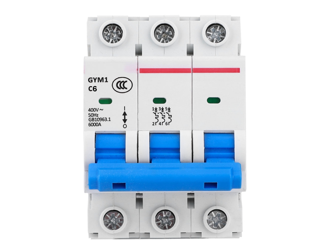 Disyuntor Miniatura Gym1 3p 6a 400vac 50/60hz Con Protección Contra Sobrecarga Y Cortocircuito.