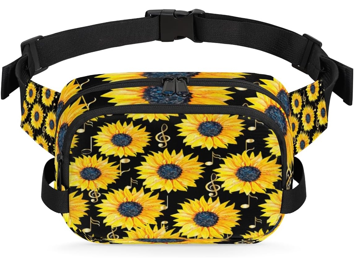 Riñonera Diseño Girasol Notas Musicales Para Mujeres Hombres Niñas Niños Riñonera Correr Practicar Deportes
