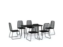 Maison Exclusive - Juego De Comedor Para Jardín 7 Piezas Negro